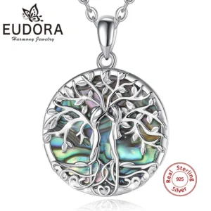 EUDORA 925 Sterling Silver Sisters Tree of Life Necklace Pendant Woman Charm Party Simplicity Jewelry Accessories Gift for women