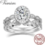Trumium 1.5CT 925 Sterling Silver Bridal Rings Sets Oval Cubic Zirconia Engagements Rings Wedding Bands for Women Luxury Jewelry
