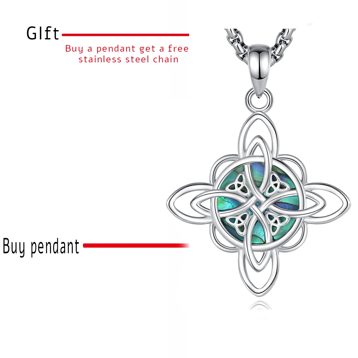 Eudora 925 Sterling Silver Witch Knot Necklace for Men Women Natural Abalone Shell Witchcraft Amulet Pendant Wicca Jewelry Gift – Image 8