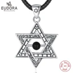Eudora 925 Sterling Silver Star of David Necklace for Women Man vintage Hexagram David pendant Personality Jewelry Party Gift