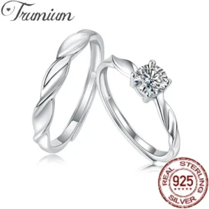 Trumium 0.5CT Classic Four Claw Moissanite Thorn Vine Couple Rings For Women Men S925 Sterling Silver Engagement Wedding Band