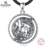 Eudora 925 Sterling Silver Viking Crow Necklace for Man Women Fine Forest Viking Ravens swallow Pendant Personality Jewelry Gift