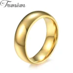 Trumium 4/6/8mm Gold Color Simple Tungsten Steel Ring Tungsten Gold Ring Wedding Engagement Couple ring