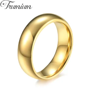 Trumium 4/6/8mm Gold Color Simple Tungsten Steel Ring Tungsten Gold Ring Wedding Engagement Couple ring