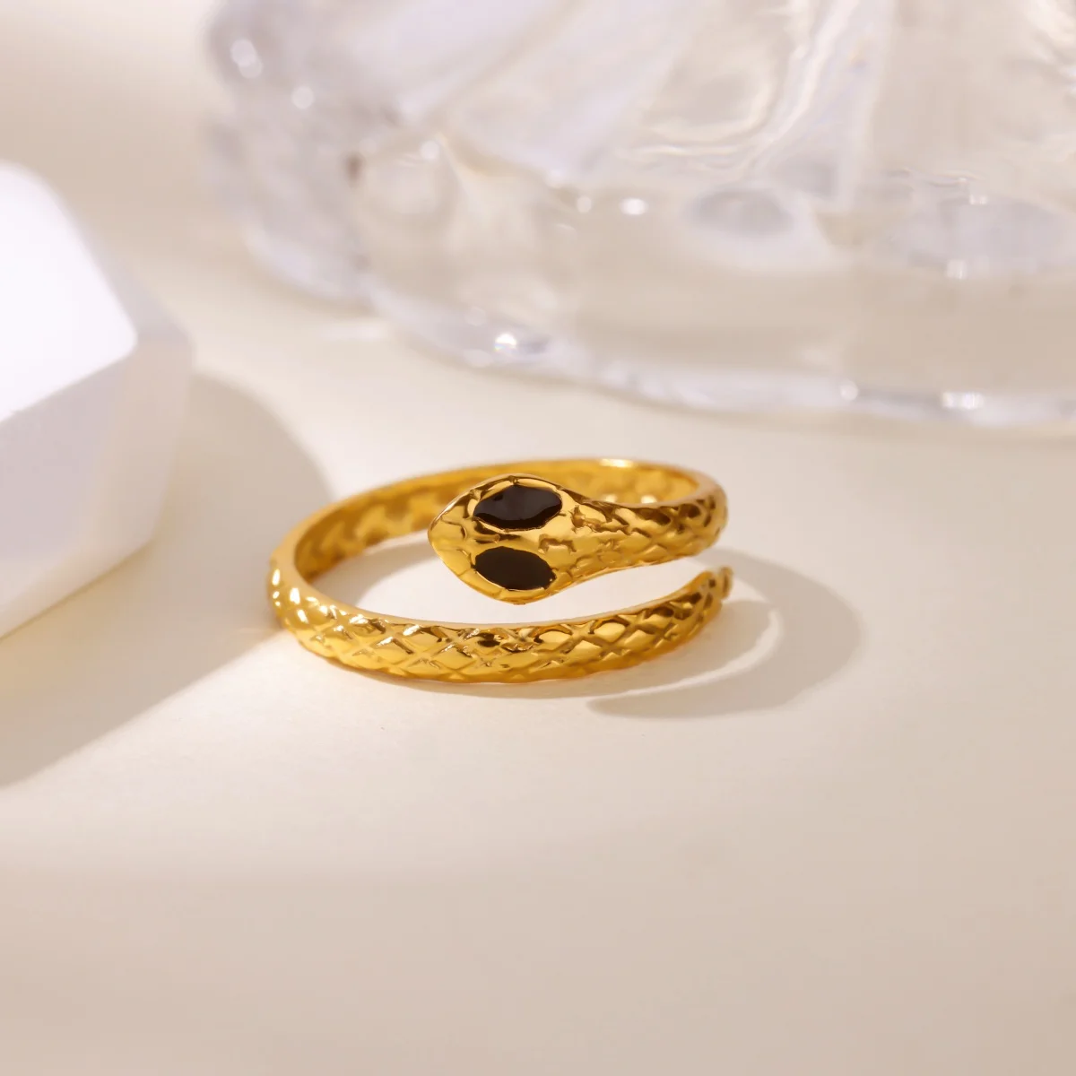Stainless Steel Hug Snake Rings for Women 18K Gold Plated Geometric Wave Ring Hypoallergenic Waterproof Jewelry Gifts – Image 3