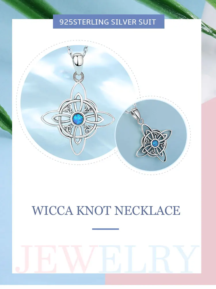 Eudora 925 Sterling Silver Witchcraft Celtic Knot Geometry Necklace Men Women Opal Wicca Amulet Necklaces Witch Jewelry Gift – Image 11