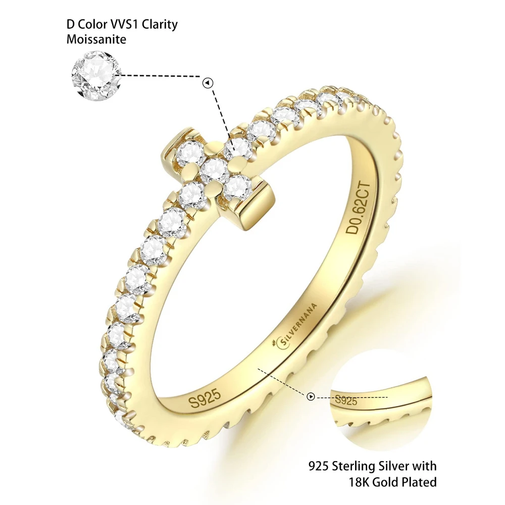 Trumium D Color Moissanite 925 Sterling Silver Cross Rings for Women Fashion Luxury Charms Wedding Party Jewelry Gift – Image 7