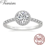 Trumium 1.25CT 925 Sterling Silver Ring Round 5a CZ Engagement Rings for Women Wedding Bands Fine Jewelry