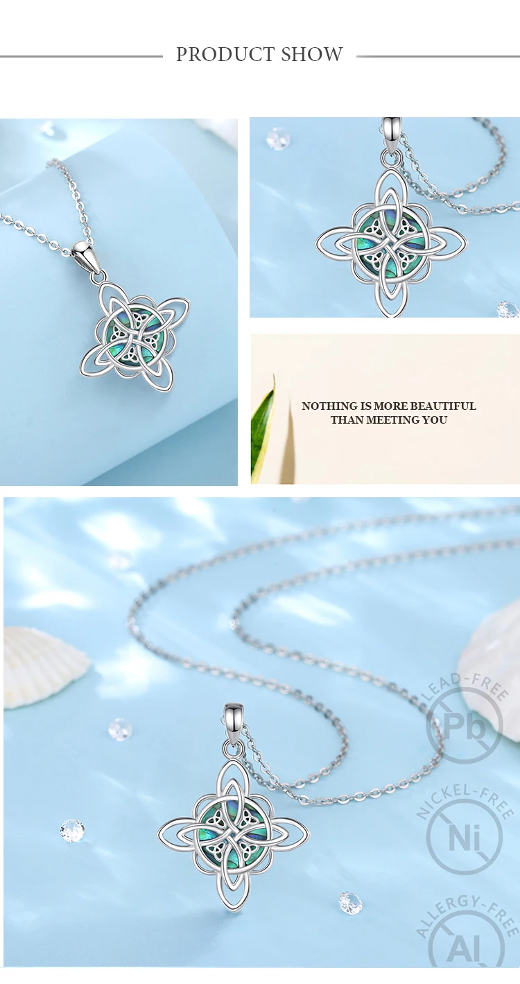 Eudora 925 Sterling Silver Witch Knot Necklace for Men Women Natural Abalone Shell Witchcraft Amulet Pendant Wicca Jewelry Gift – Image 16