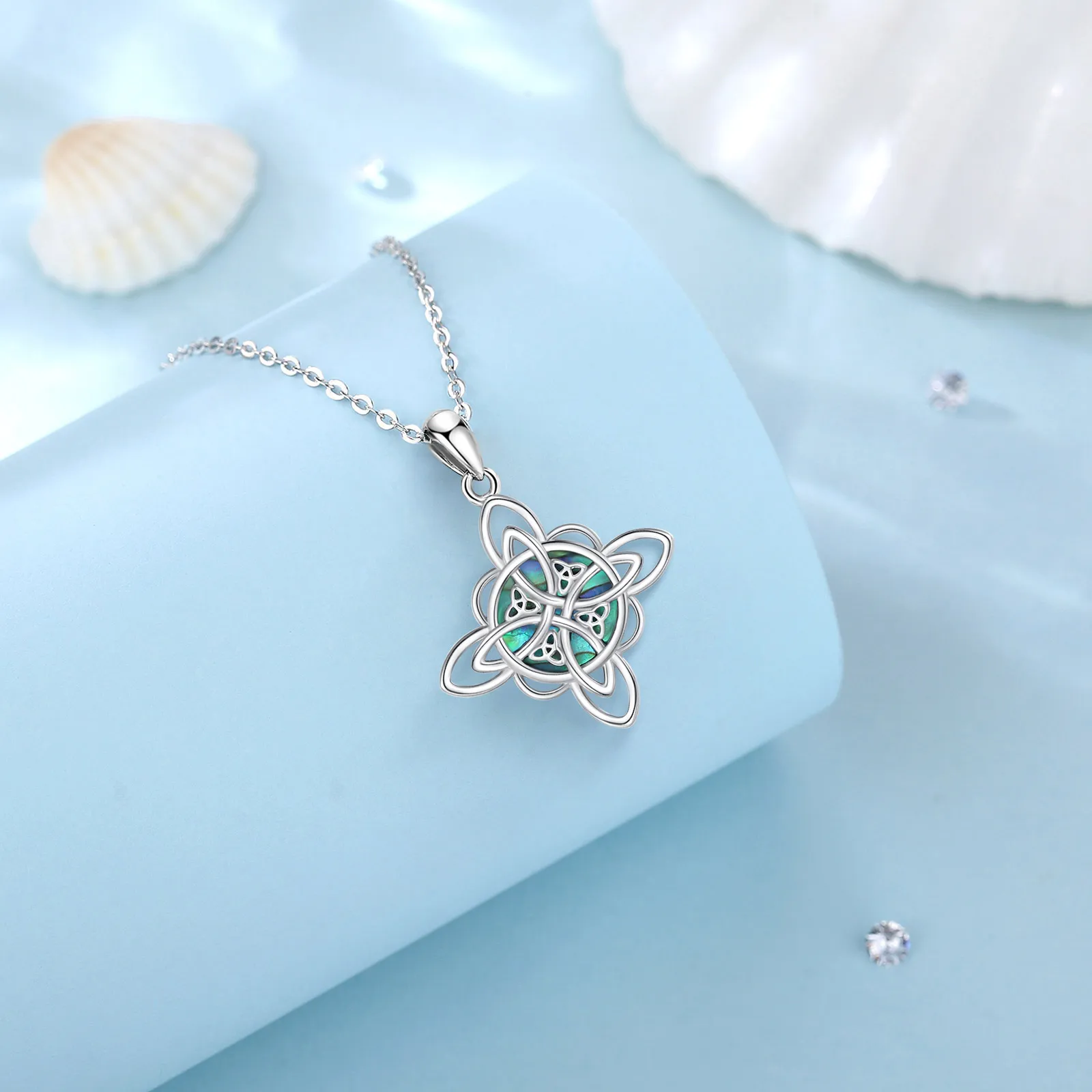 Eudora 925 Sterling Silver Witch Knot Necklace for Men Women Natural Abalone Shell Witchcraft Amulet Pendant Wicca Jewelry Gift – Image 17