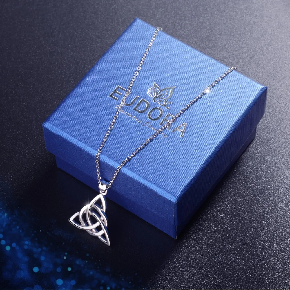 Eudora Real 925 Sterling Silver Triangle Celtics Knot Pendant Neckalce Women Fashion Sliver Jewelry for Birthday Gift Box CYD138 – Image 18