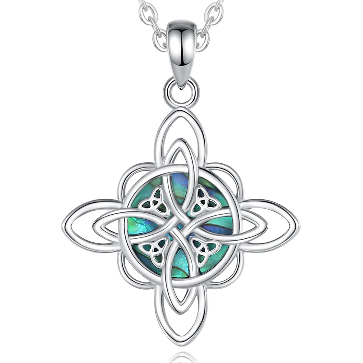 Eudora 925 Sterling Silver Witch Knot Necklace for Men Women Natural Abalone Shell Witchcraft Amulet Pendant Wicca Jewelry Gift – Image 10