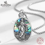 Eudora Original 925 Sterling Silver Sea Goddess Yemaya Necklace Natural Abalone Shell Lemanja Amulet Pendant Fine Jewelry Gift