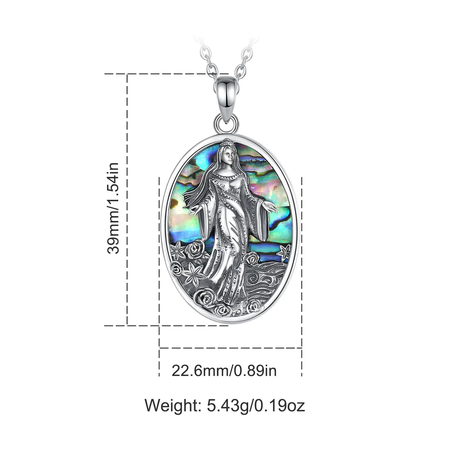 Eudora Original 925 Sterling Silver Sea Goddess Yemaya Necklace Natural Abalone Shell Lemanja Amulet Pendant Fine Jewelry Gift – Image 11