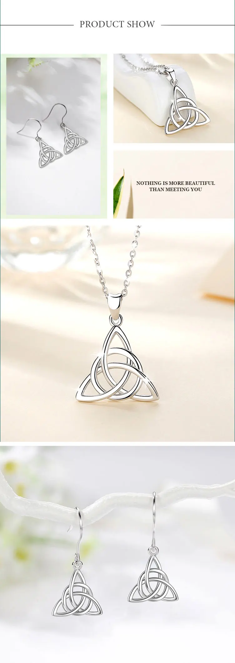 Eudora Real 925 Sterling Silver Triangle Celtics Knot Pendant Neckalce Women Fashion Sliver Jewelry for Birthday Gift Box CYD138 – Image 15